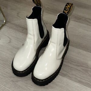 Dr. Martens White Leather Chelsea Boots